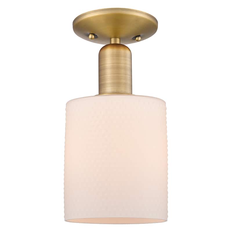 Innovations Lighting 716-1C-11-5 Cobbleskill Semi-Flush Cobbleskill 5" - Brushed Brass / Matte White