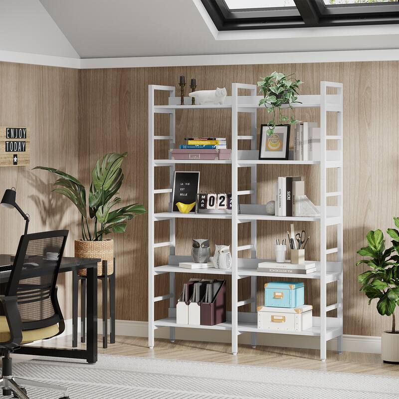 5-Tier Industrial Bookshelf, Wood and Metal