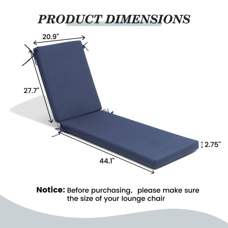 Outdoor Patio Chaise Lounge Cushion with Sunbrella