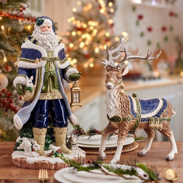 Fitz and Floyd Telluride Blue Grand Santa Figurine, 19 Inch - Bed