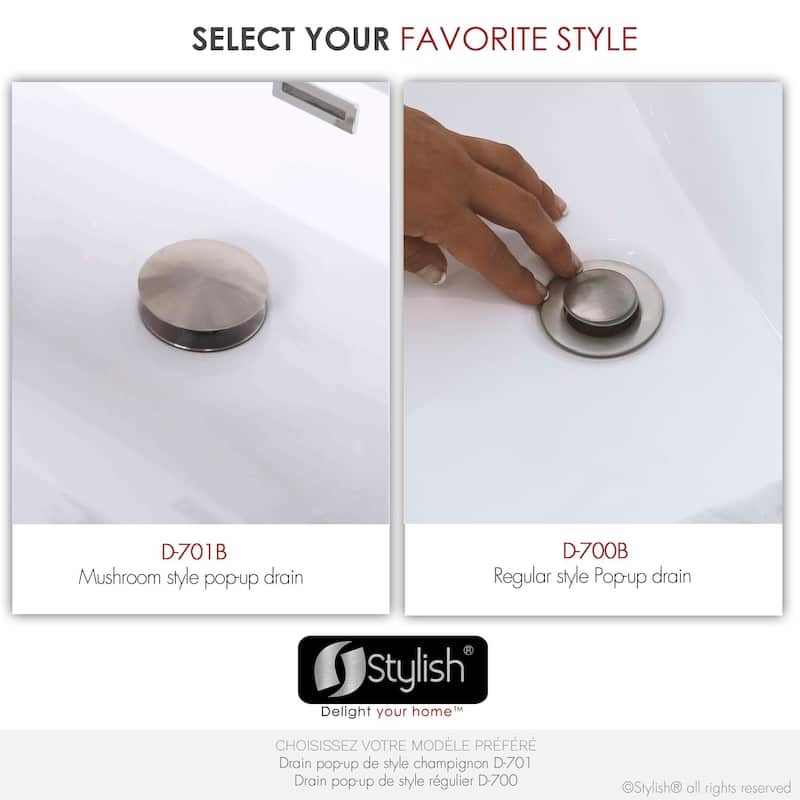 STYLISH Pop-Up Bathroom Sink Drain with Overflow D-701