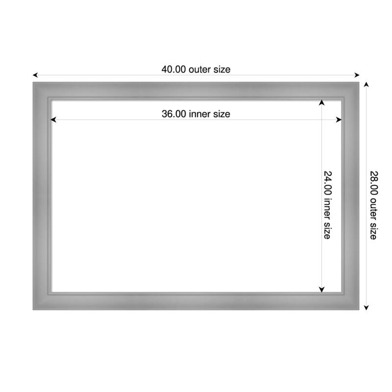 Amanti Art Flair Polished Nickel Framed Dry Erase Magnetic Board - 40 x 28 in - Flair Polished Nickel