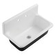 preview thumbnail 3 of 2, Petra Galley Cast Iron Single Bowl Wall Mount Kitchen Sink with 2-Hole Drain and Strainer White/Polished Chrome