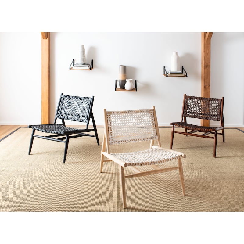 SAFAVIEH Bandelier Open Leather Weave Squared Accent Chair. - 26" W x 32" D x 31" H