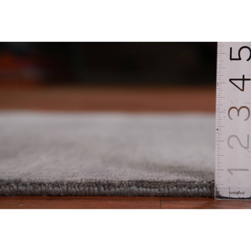 Hand Knotted Oriental 100% Wool Carpet Modern Solid Greys & Charcoal Gabbeh Runner Rug - 10' 0'' X 3' 1''