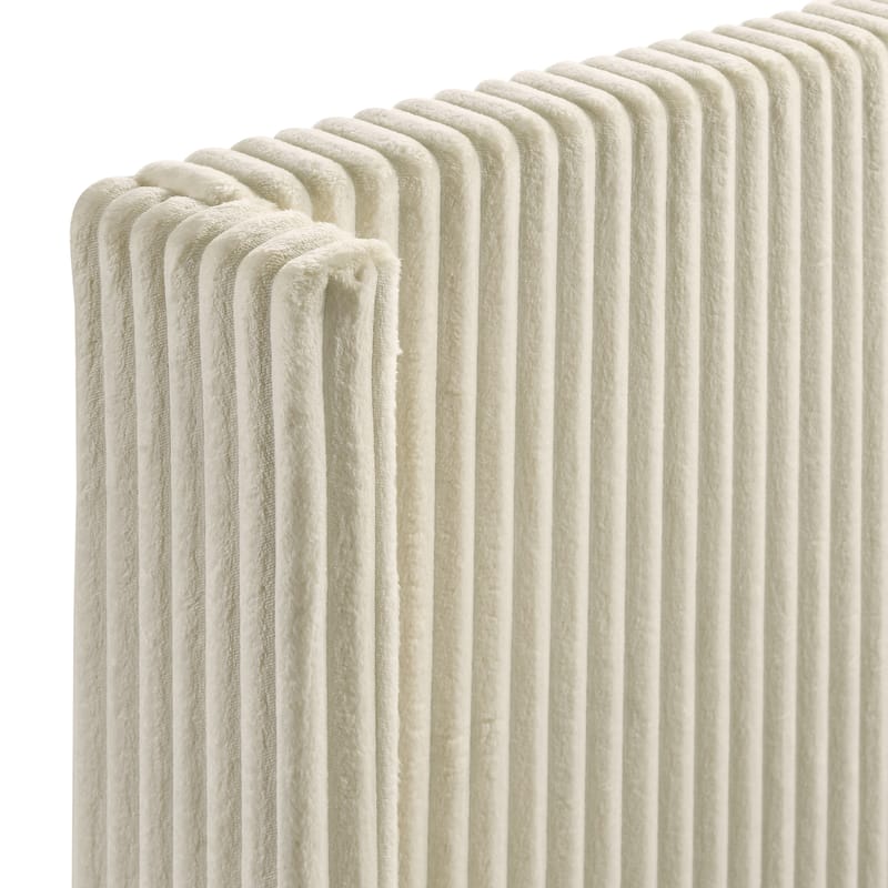 Mavela Wide Wale Corduroy Upholstery Panel Queen Bed, Cream