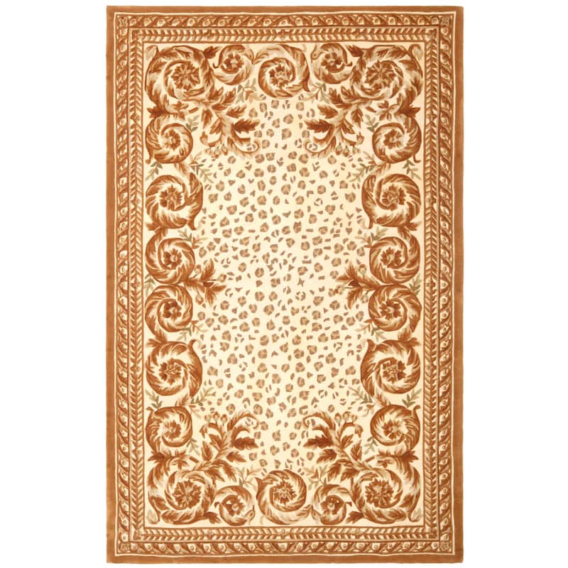 SAFAVIEH Handmade Naples Yanne Traditional Oriental Scrolls Wool Rug - 4' x 6' - Sand/Stone