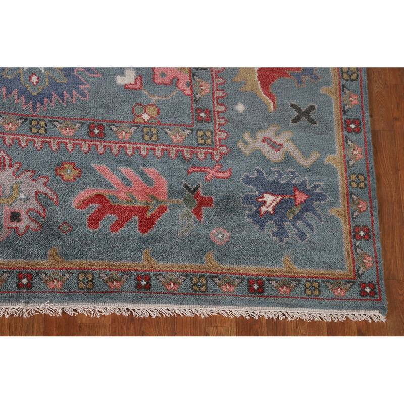 All-Over Floral Oushak Indian Area Rug Handmade Wool Carpet - 9'1"x 11'9"