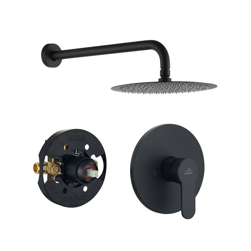 1-Spray Patterns with 1.8 GPM 10 in. Wall Mount Round Fixed Shower Head - 10 inch - Matte Black