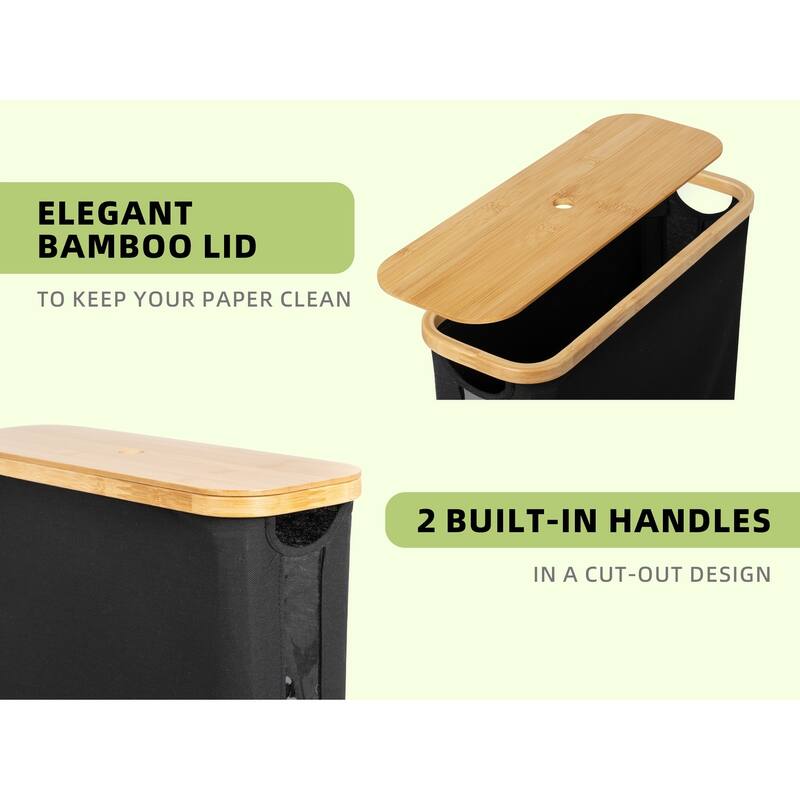 Freestanding Toilet Paper Holder for 9 Mega Rolls, Bathroom Storage Basket With Side Window - 17.5"L x 6"W x 13.75"H