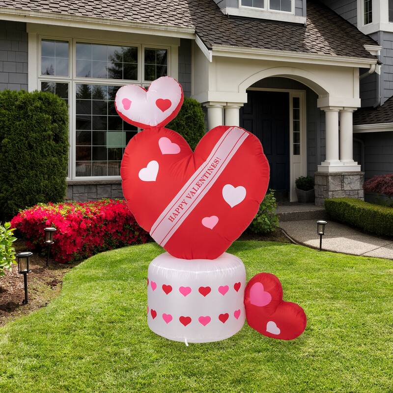5' Inflatable Lighted Valentine 's Day Rotating Heart Outdoor Decor