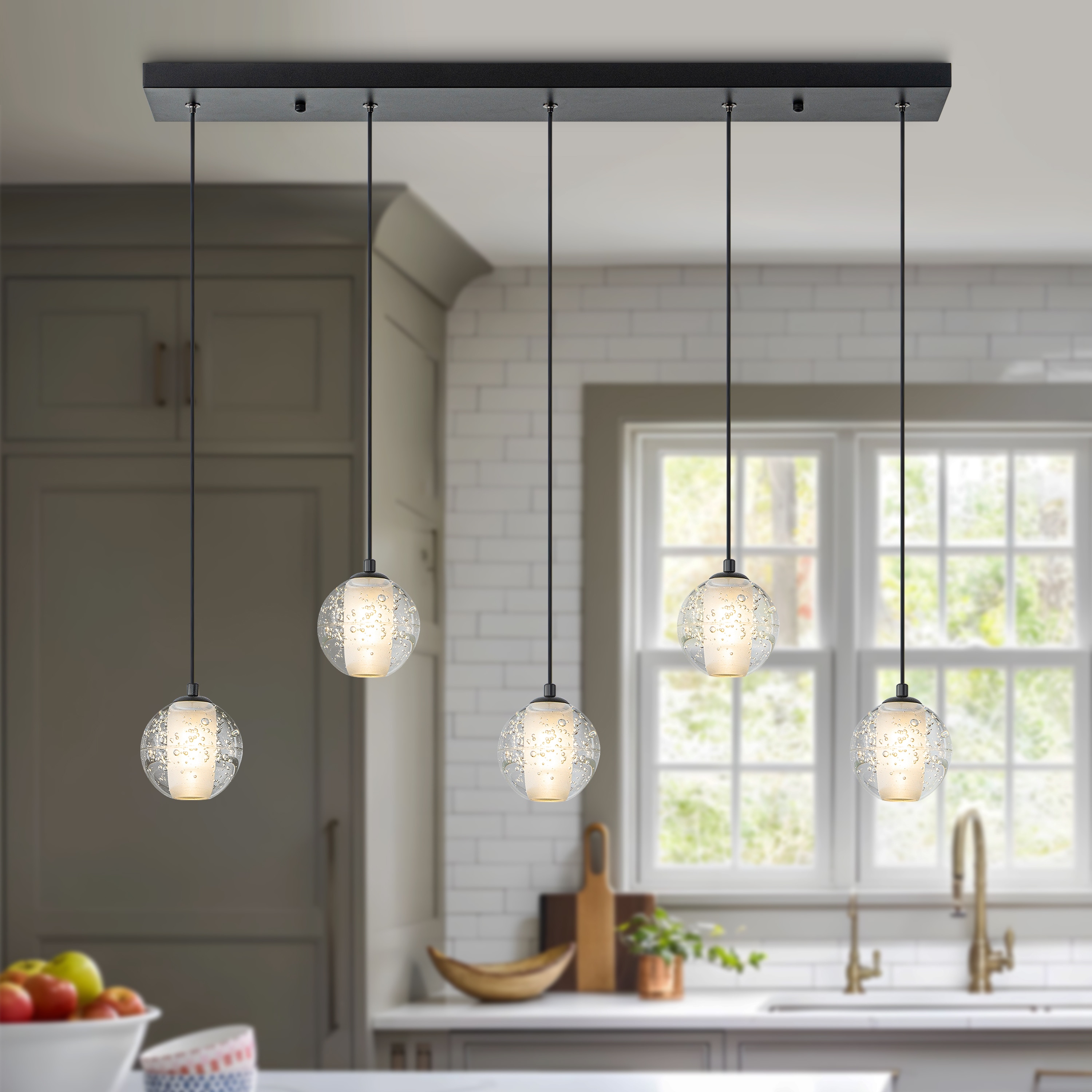 Starsky 5 Light Modern Linear Chandelier Cluster Kitchen Island