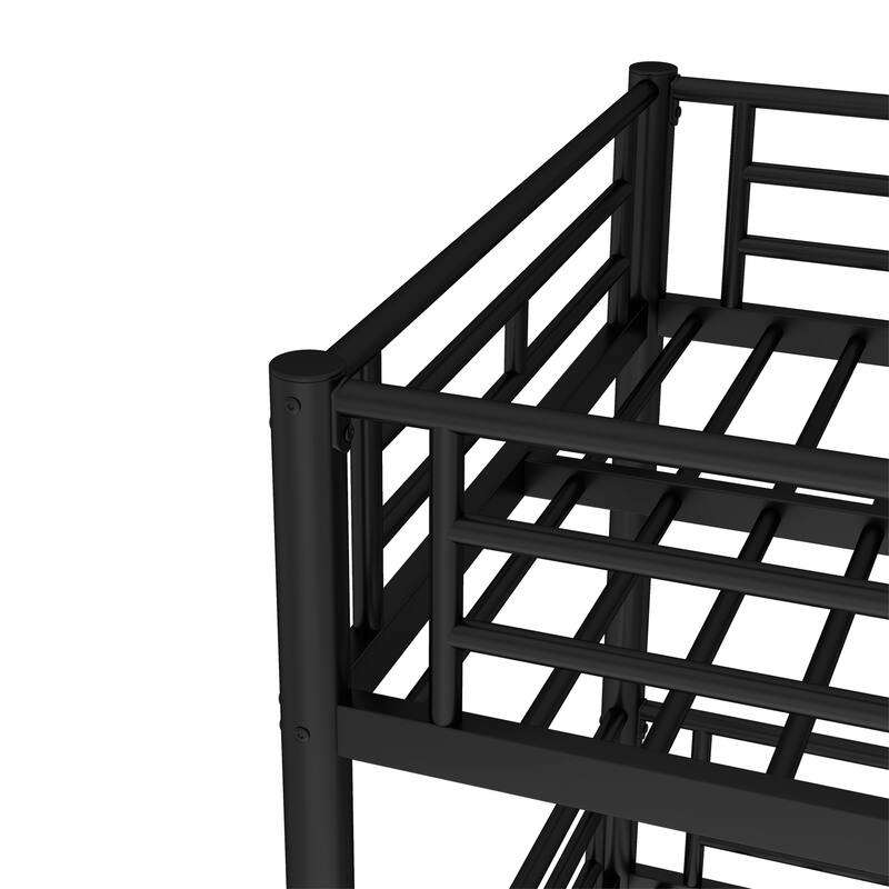 Twin over Twin over Full Triple Bunk Bed - Metal Frame with Safety Guardrails & Noise-Reduced Design