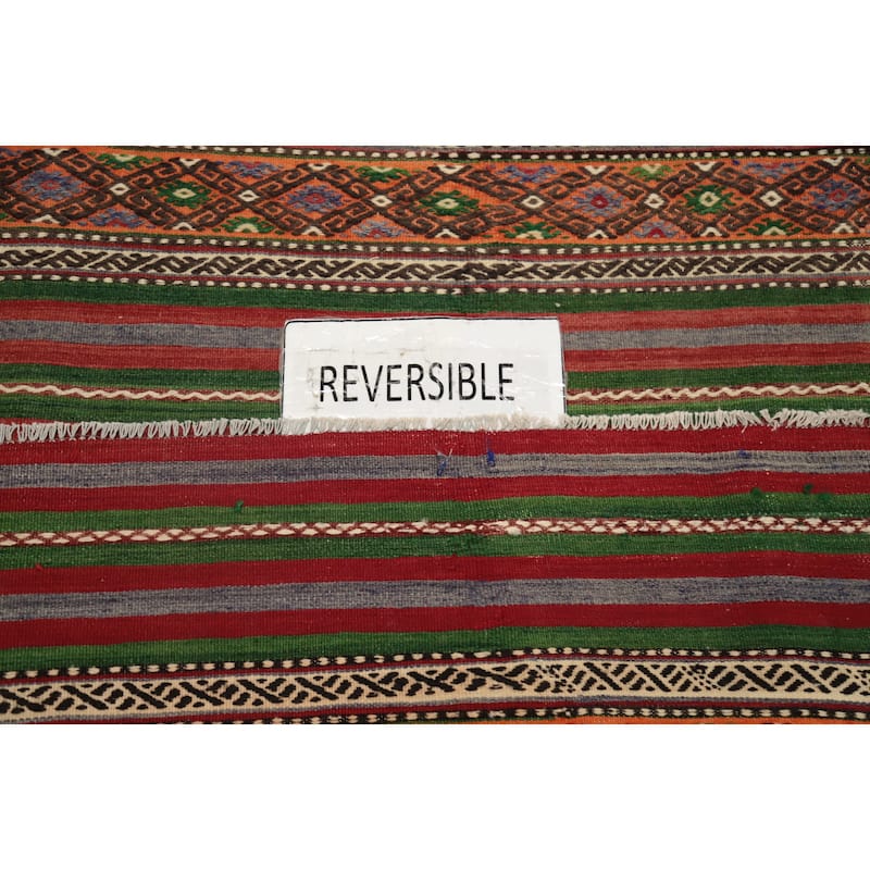 Hand Woven Oriental 100% Wool Carpet Southwestern Tribal Multi-Colored Kilim Area Rug - 7' 10'' X 5' 10''