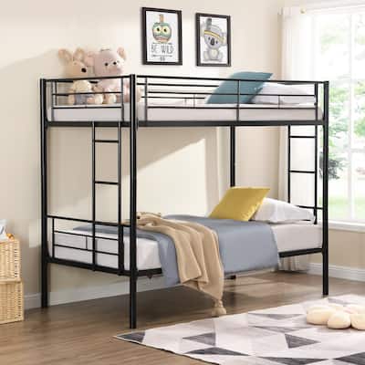 Twin-Over-Twin Metal Bunk Bed with Sturdy Steel Frame and No Box Spring Needed