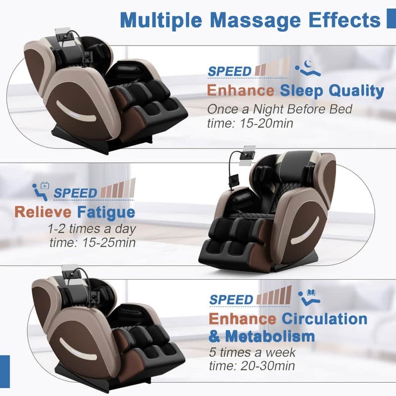 Luxury Zero Gravity Full-Body Massage Chair with Heating, Bluetooth Audio, and Foot Rollers - Home Relaxation Recliner