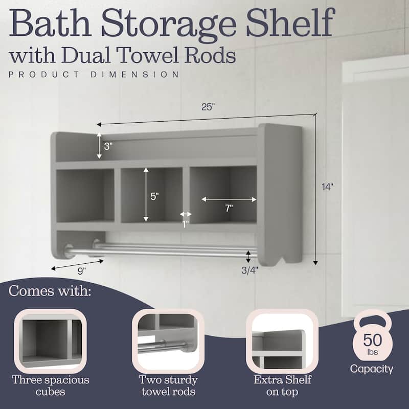 Alaterre 25-inch Wood Bath Storage Shelf