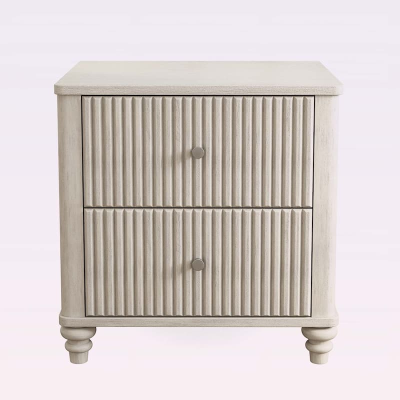 Fluted Nightstand with 3 Drawers