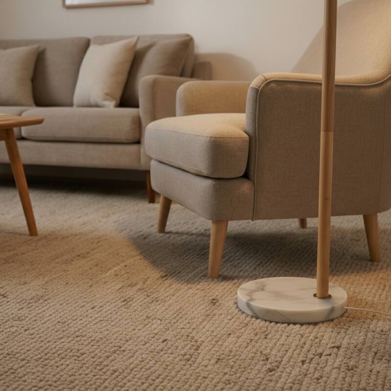 Gatsby Modern Marble Base Floor Lamp with White Globe Shade