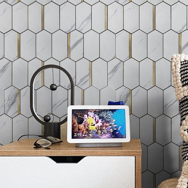 Art3d 10-Sheet Hexagon Tile Peel and Stick Backsplash,12.5X12in