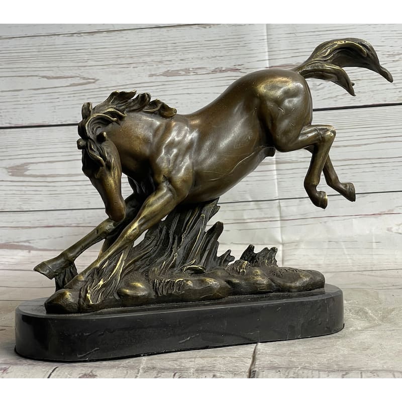 Signed Original Artwork By Imitative Fisher Wild Imitative Horse Bronze Sculpture Figurine Statue Decor