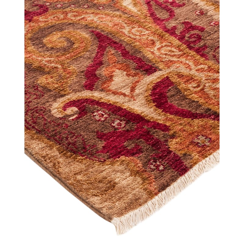 Overton Hand Knotted Wool Vintage Inspired Modern Contemporary Suzani Brown Area Rug - 10' 1" x 14' 2"