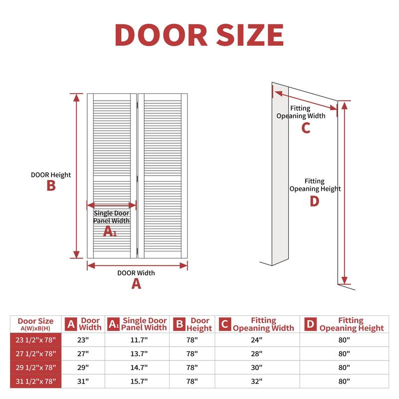 80"H Double Bi Fold Louver Door Solid Manufactured Wood With PVC Surface Closet Door Sliding Barn Door
