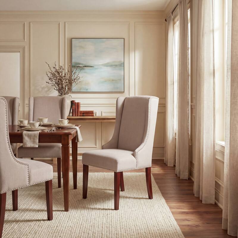 SAFAVIEH Chante Beige Linen Dining Chair (Set of 2) - 22" W x 26" D x 39" H - 22"W x 26"D x 39"H