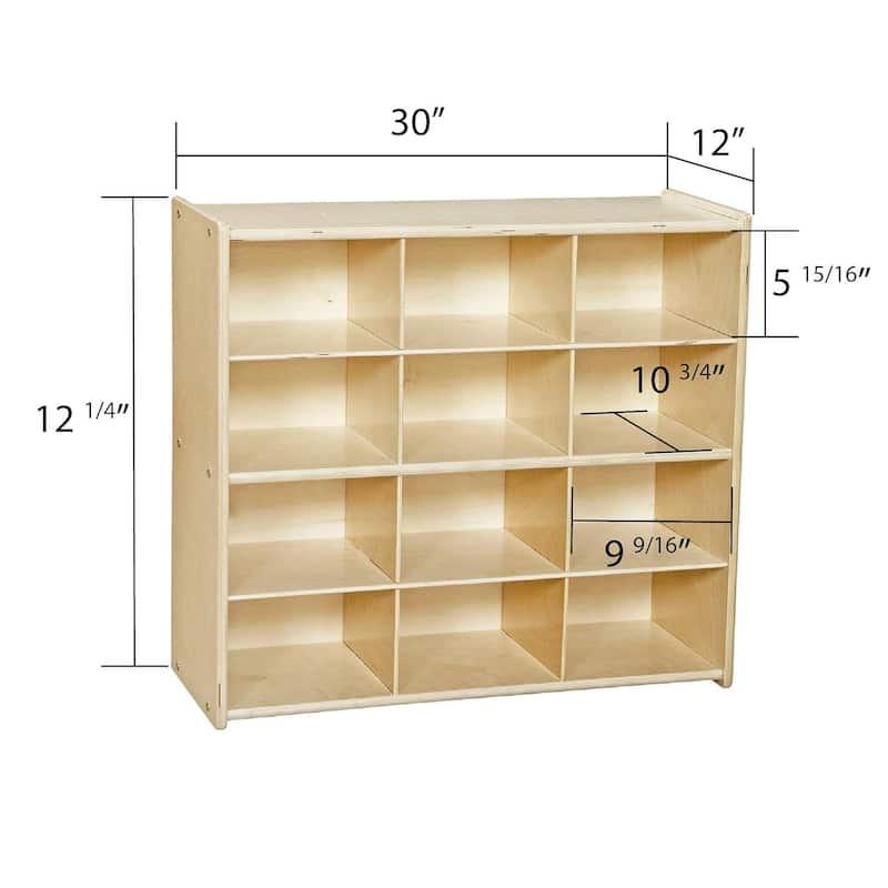 Contender 12 Compartment Kids Cube Locker Shelf with Purple Bins, Montessori Shelves Organizers Daycare [Fully Assembled]