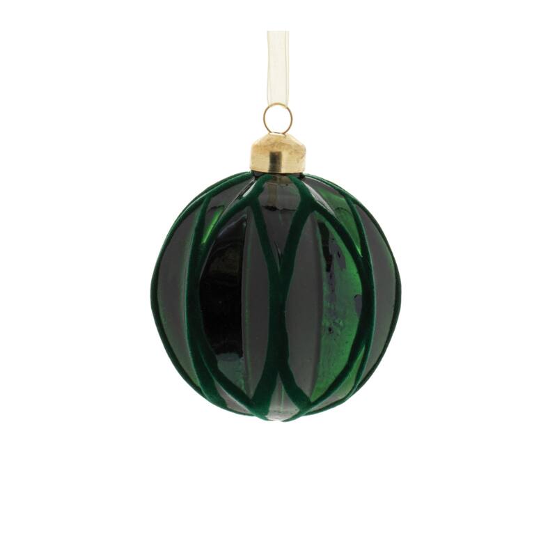 Geometric Ribbed Glass Christmas Ornaments - 5" - Green - 12ct