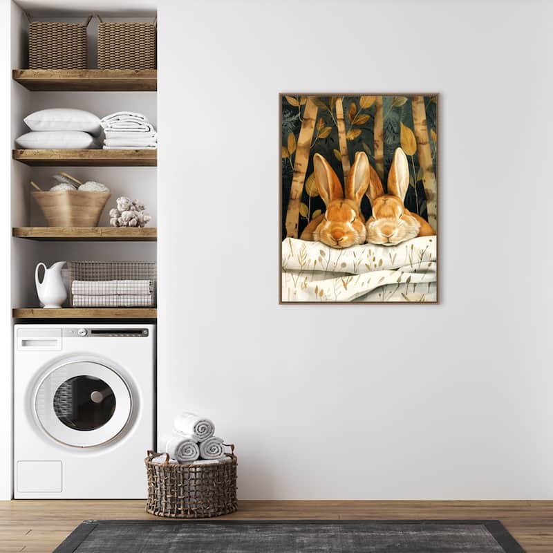 Sleepy Bunny Forest by Justyna Jaszke Framed Canvas Wall Art