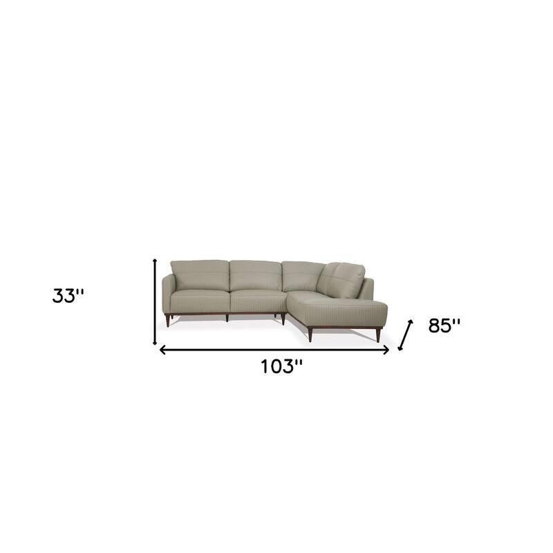 HomeRoots Green Leather L Shaped Two Piece Sofa and Chaise Sectional - 103