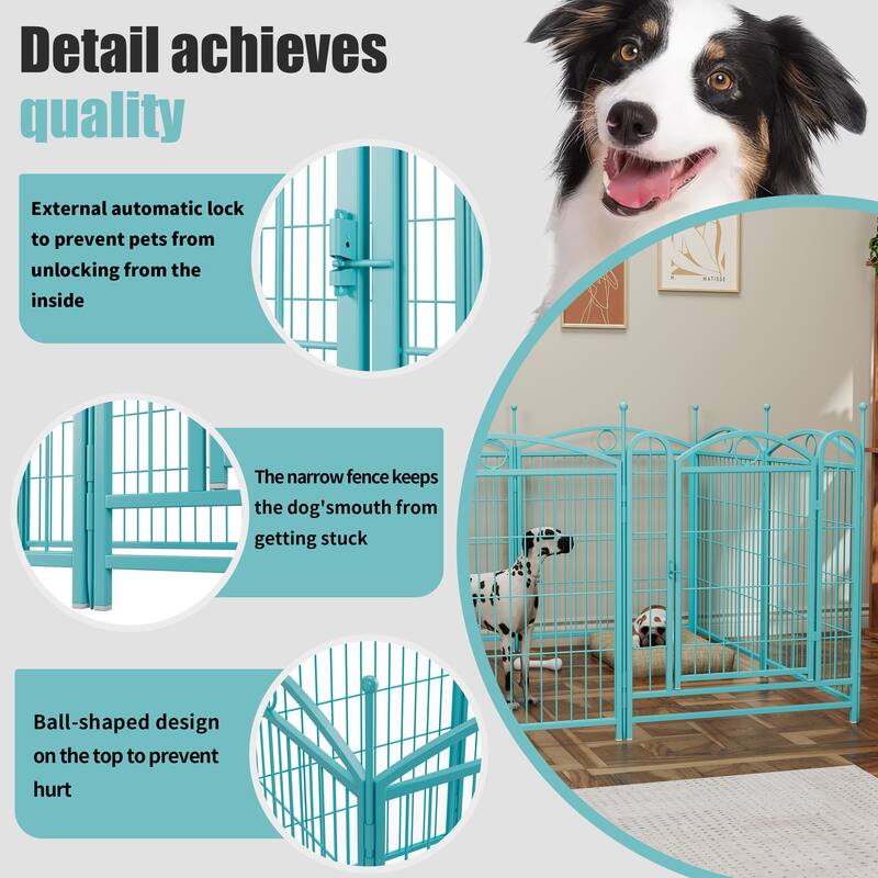 Dog Playpen 32 inch 8 Panels Metal Dog Pen Pet Dog Fence with Doors, Heavy Duty Dog Fence Puppy Pen Foldable Pet Exercise Pen