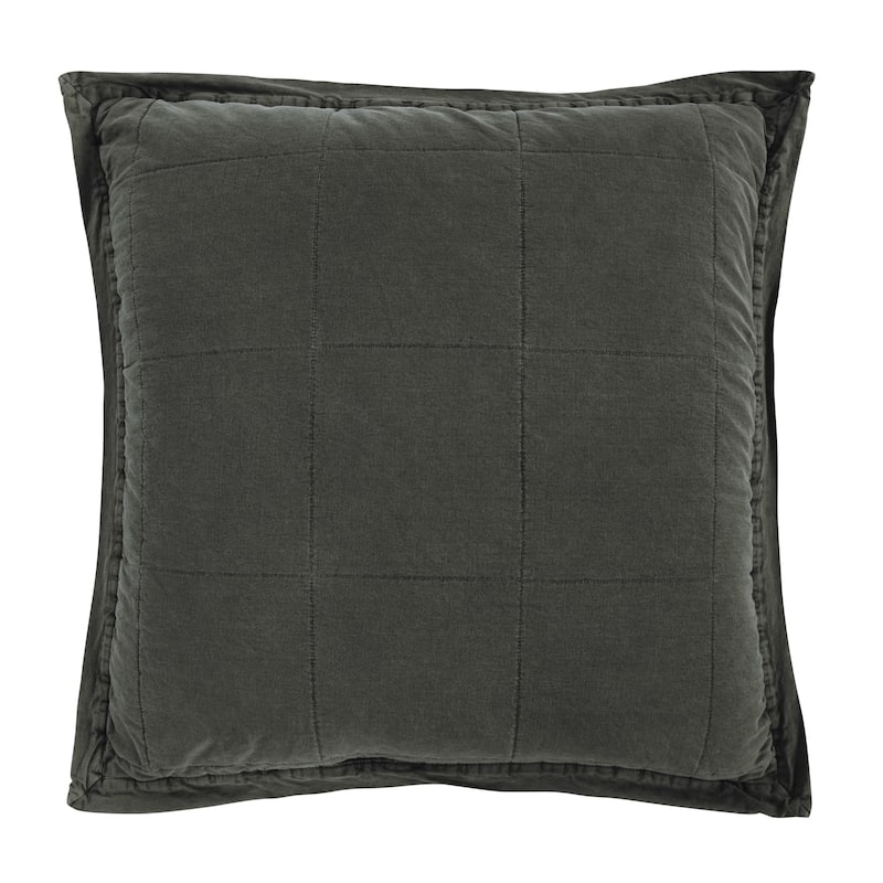 HiEnd Accents Stonewashed Cotton Canvas Vintage Chic Euro Sham, 27"x 27"
