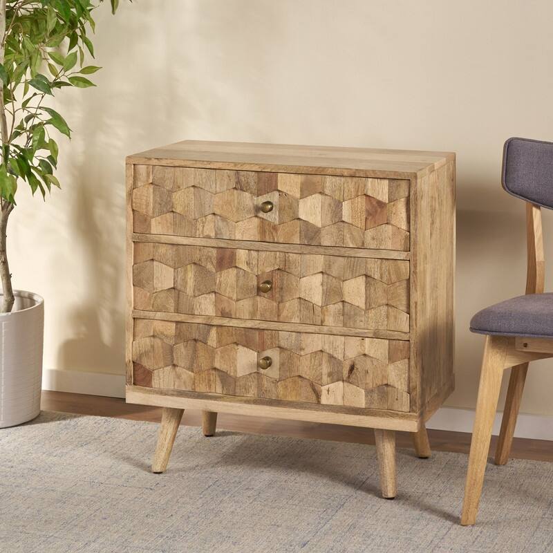 3 Drawer Modern Wood Dresser Accent Storage Cabinet Chest