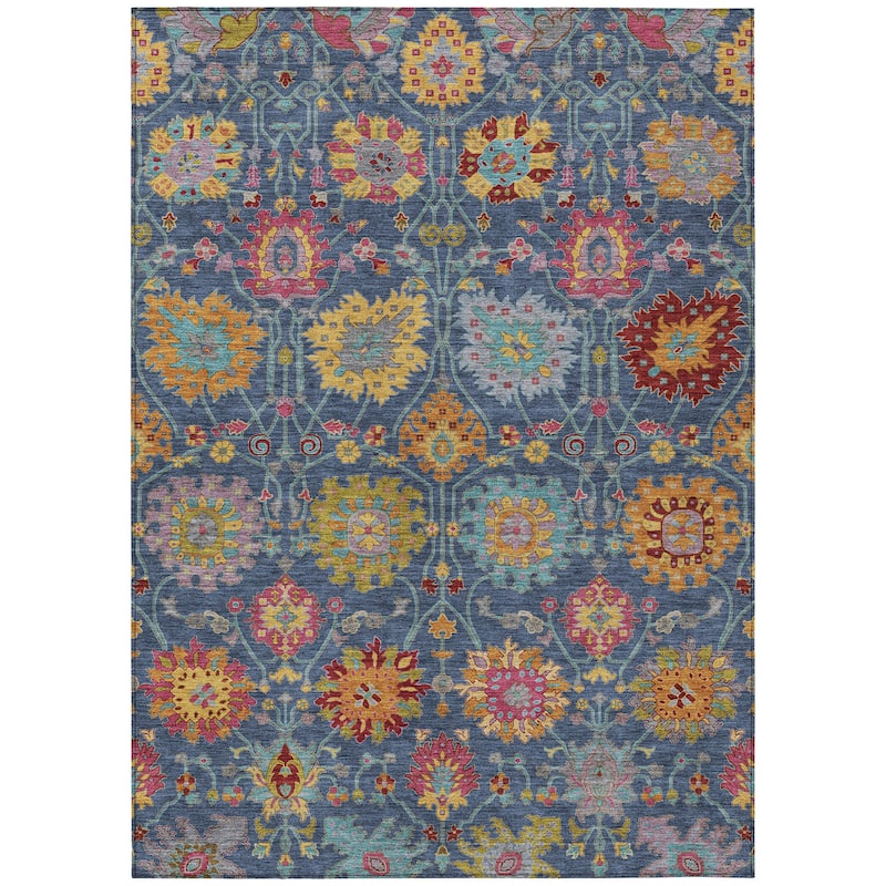 Machine Washable Indoor/ Outdoor Traditional Kashan Chantille Rug