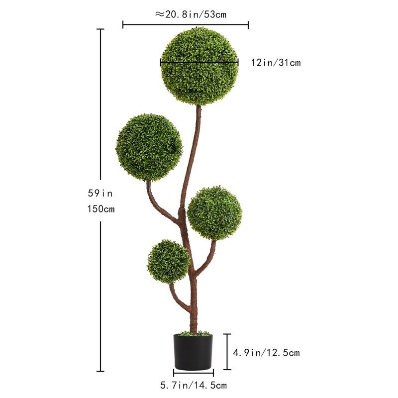5FT Artificial Boxwood Topiary Tree