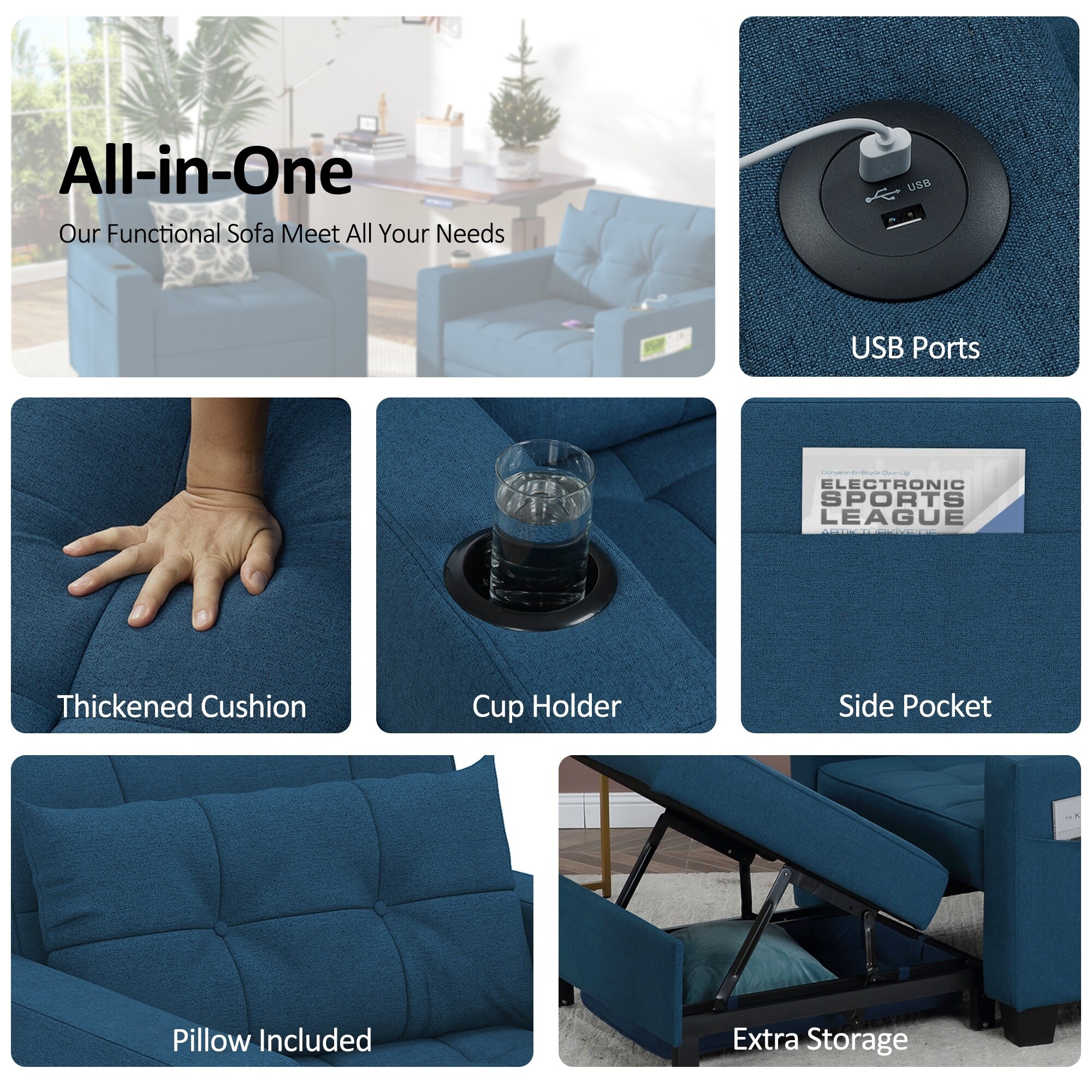 Futon Chair Bed Convertible Chair 3 in 1 Pull Out Sleeper Chair Beds for Living Room Bed Bath Beyond 39005239
