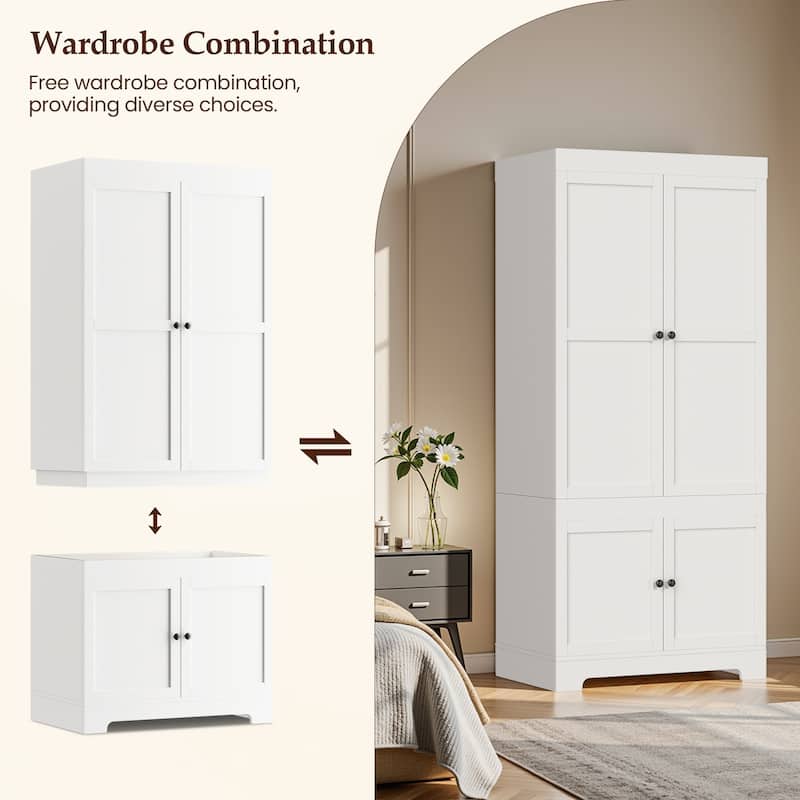 Pocassy 71" H Wardrobe Closet with Drawers with Doors and Storage