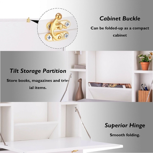Desks Home Office Furniture Wall Mounted Folding Laptop Desk Hideaway Organizer Storage Space Saver W Drawer Home Garden Entsrilanka Org