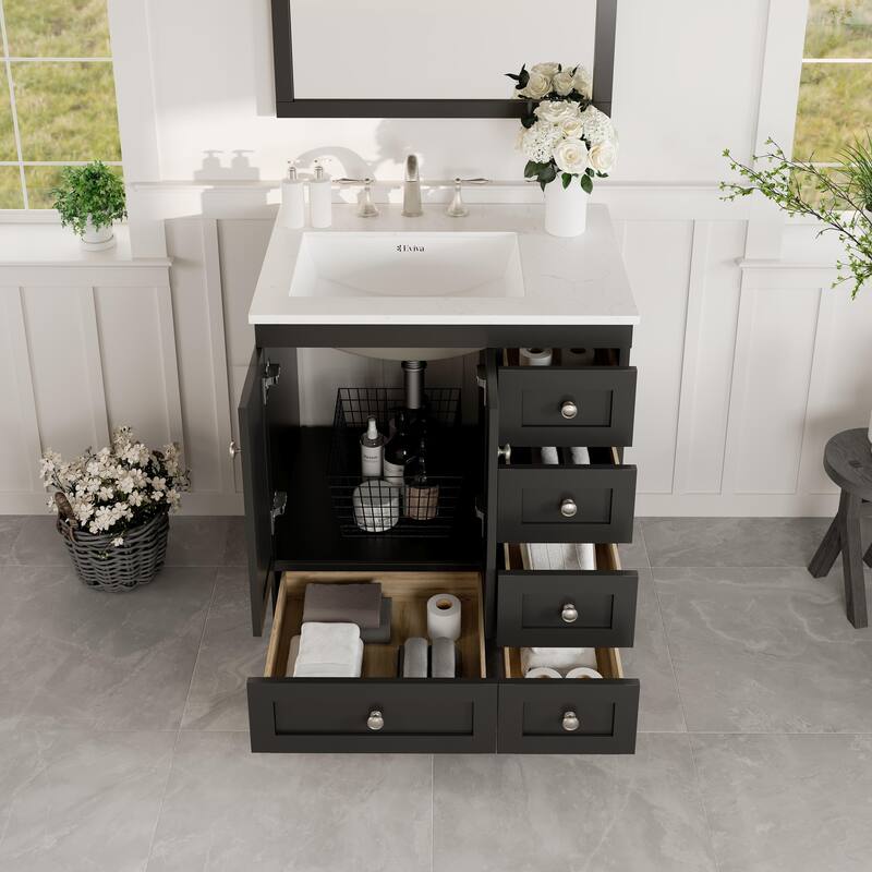 Acclaim 28"W ES Bath Vanity with Carrara Quartz Top and Undermount Sink - 28''