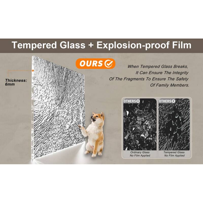 GDFStudio - Rowan Frameless Single-Sliding Shower Door for Tall Modern Bath Layouts - 60 "W x 76" H