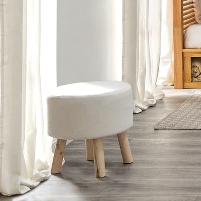 Furniture of America Lyra Contemporary White Round Footrest Stool Set of 2