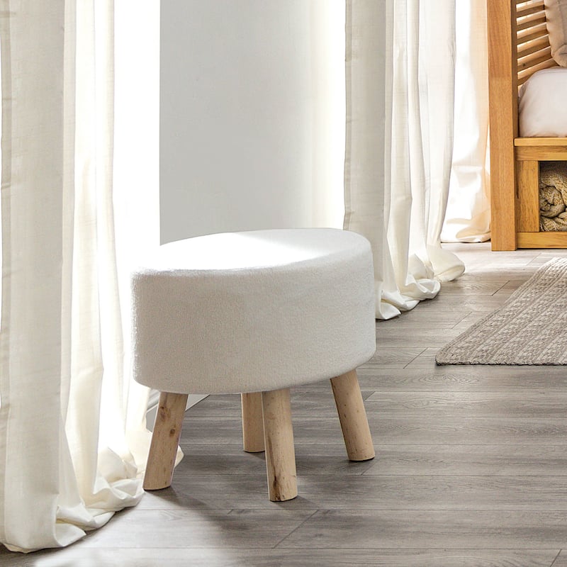 Furniture of America Lyra Contemporary White Round Footrest Stool Set of 2 - White