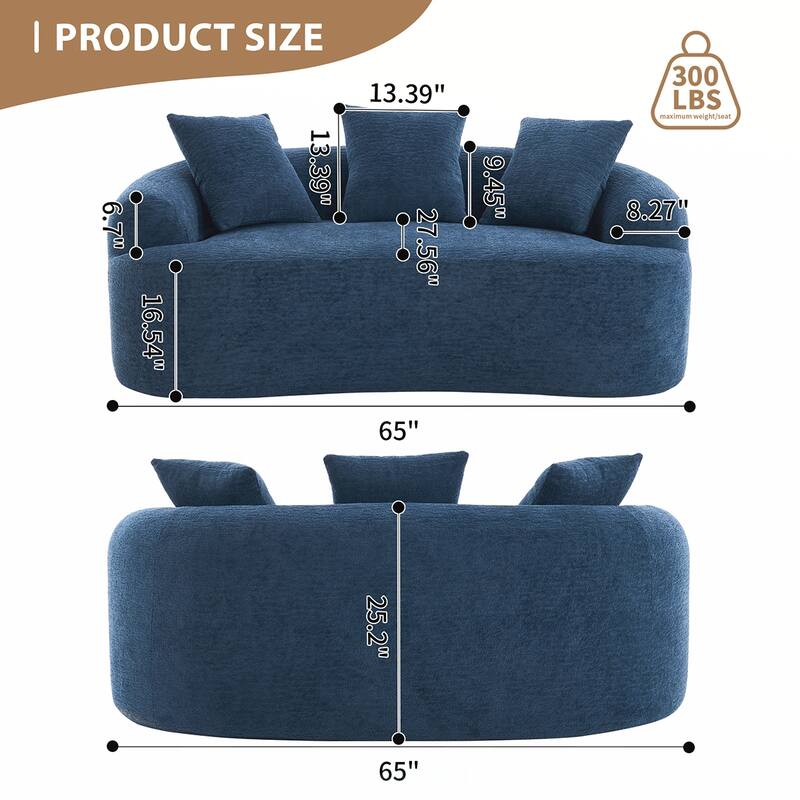 Chenille Fabric Loveseat Sofa