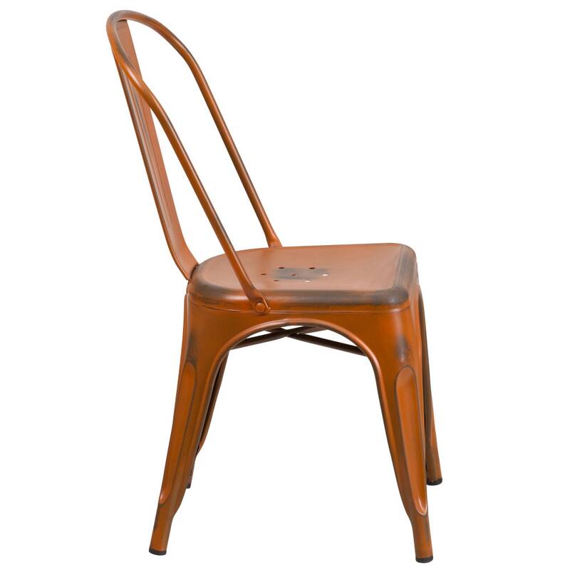 Distressed Metal Indoor/ Outdoor Stackable Chair