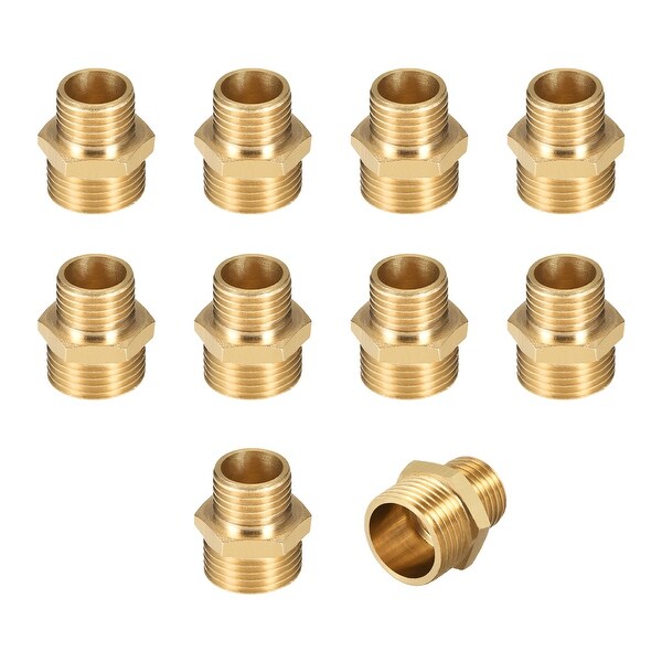Brass Pipe Fitting Reducing Hex Nipple 1/4"x3/8" G Male Pipe Brass Fitting 10pcs - 1/4" to 3/8" G Male 10pcs