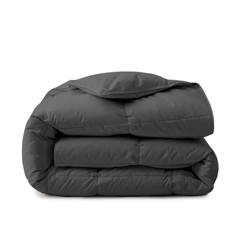 All Season 100% Cotton Goose Feather Down Comforter, Quilted Fluffy Duvet Insert