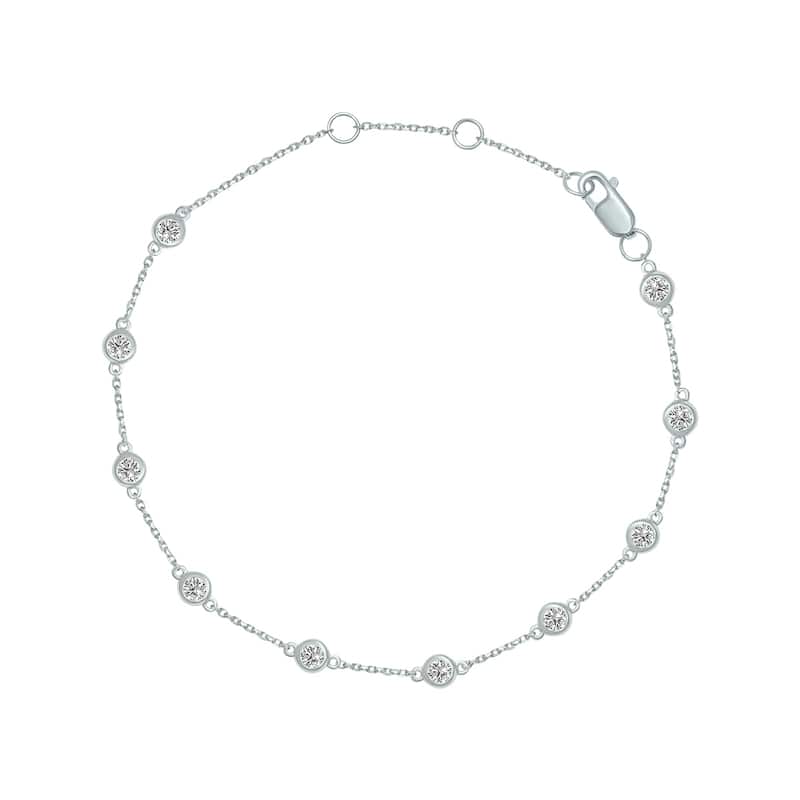 Marquee 1/2 Carat TW Bezel Set Lab Grown Diamond Station Bracelet in 14K White Gold