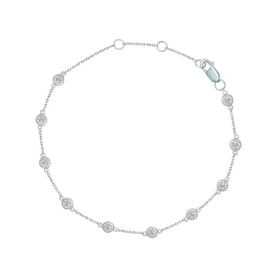Marquee 1/2 Carat TW Bezel Set Lab Grown Diamond Station Bracelet in 14K White Gold